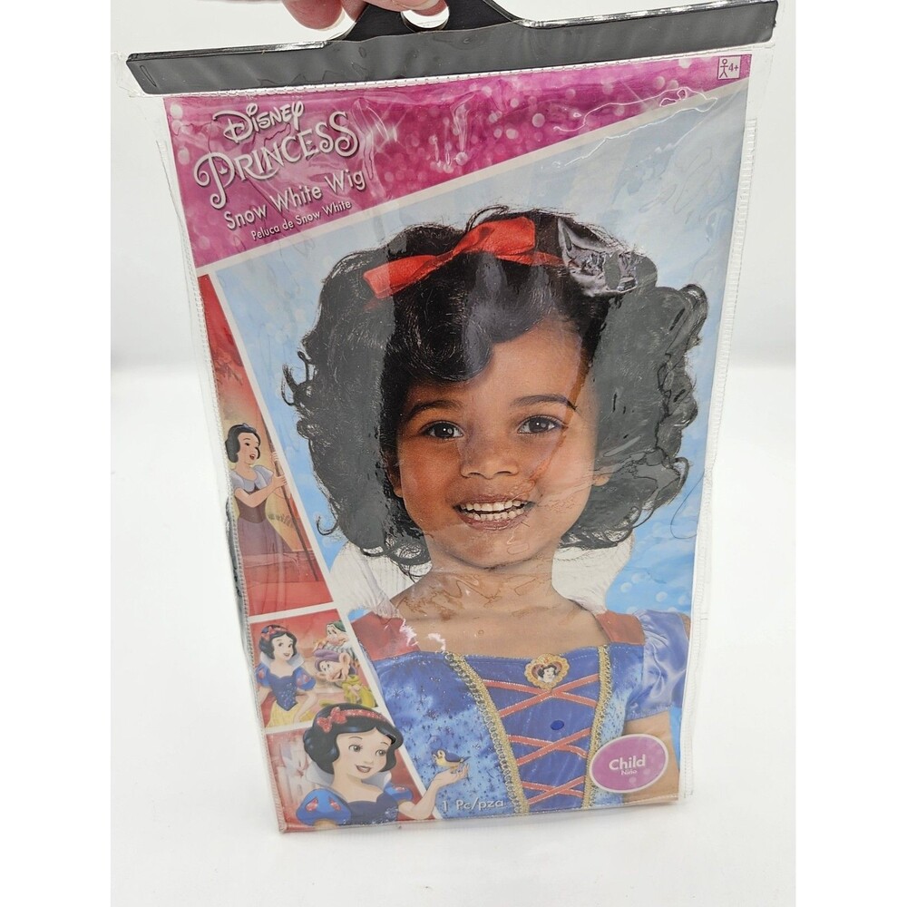 Child Disney Princess SNOW WHITE Halloween Costume WIG NEW Black Hair Red Ribbon